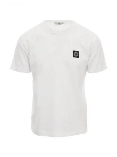 Logo Patch Cotton Short Sleeve T-Shirt White - STONE ISLAND - BALAAN 2