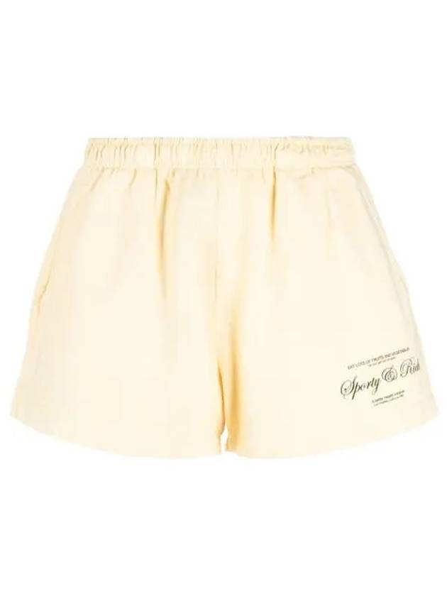 Script Logo Cotton Shorts Light Yellow - SPORTY & RICH - BALAAN 3