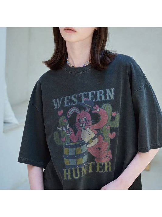 Western Hoppy Pigment Short Sleeve T Shirt Smoke Black - CPGN STUDIO - BALAAN 1