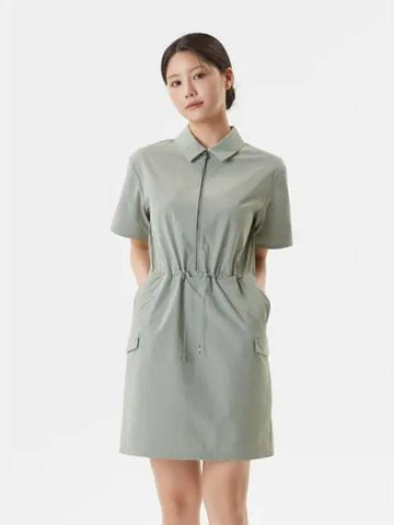 Women s Woven Zip up Dress Khaki SP322UOP79 - DESCENTE - BALAAN 1