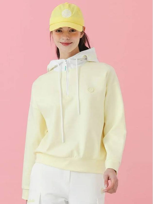 Windproof hooded half zip-up t-shirt YELLOW - MONBIRDIE GOLF - BALAAN 1