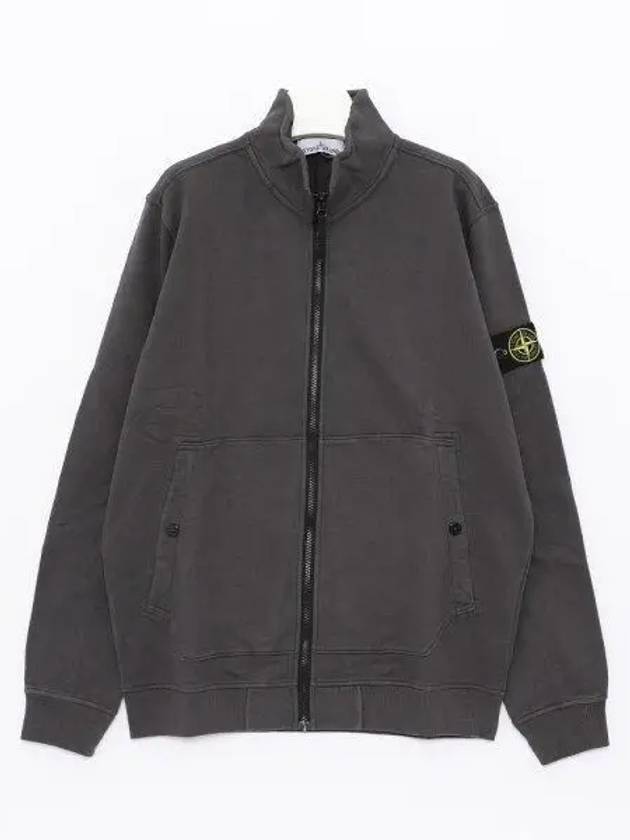 Men's Wappen Patch Cotton Zip Up Jacket Grey - STONE ISLAND - BALAAN 2