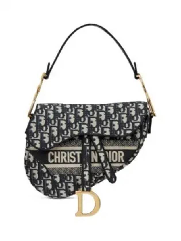 Saddle Oblique Jacquard Shoulder Bag Navy - DIOR - BALAAN 1