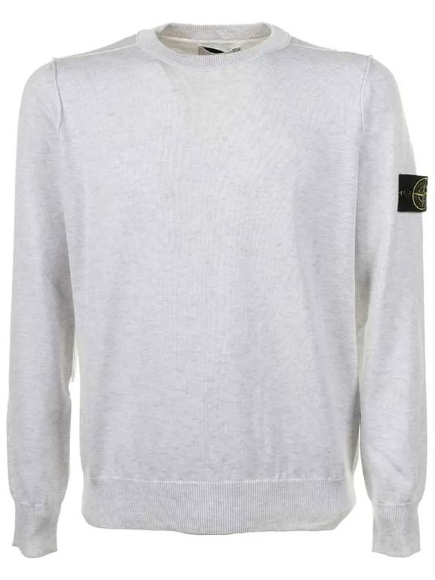 Crewneck Soft Cotton Knit Top Melange Grey - STONE ISLAND - BALAAN 2