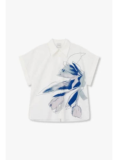 Women s Printed Cotton Roll Up Shirt White - PAUL SMITH - BALAAN 1