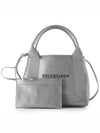 Navy Cabas XS Leather Tote Bag Grey - BALENCIAGA - BALAAN 5