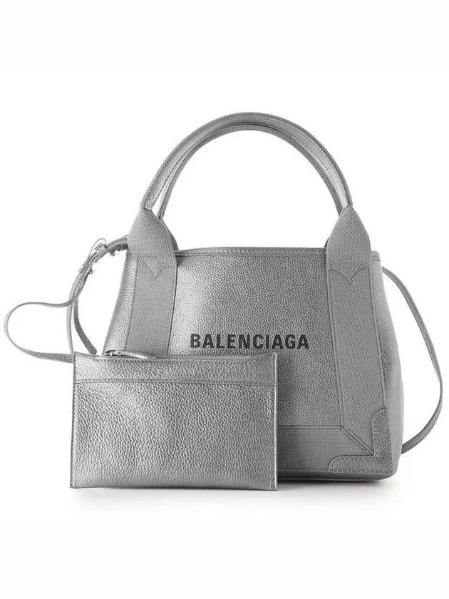 Navy Cabas XS Leather Tote Bag Grey - BALENCIAGA - BALAAN 5