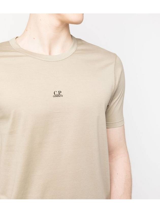 Logo Print Short Sleeve T-Shirt Beige - CP COMPANY - BALAAN 5