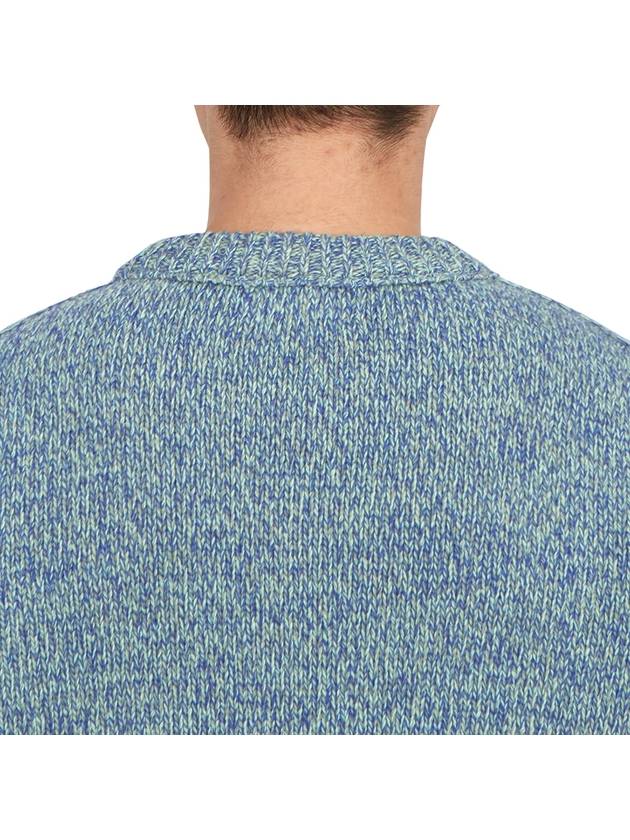 Loose Fit Crew Neck Wool Knit Top Blue - STONE ISLAND - BALAAN 8