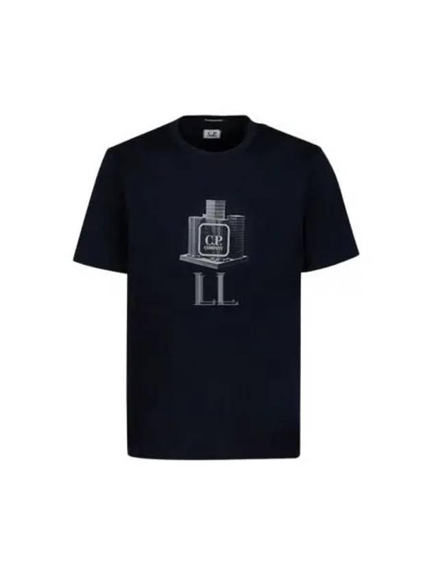 Metropolis Logo Graphic Short Sleeve T-Shirt Navy - CP COMPANY - BALAAN 2