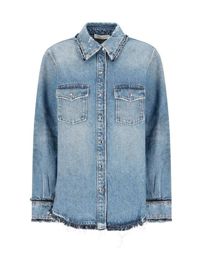 Classic Frayed Hem Denim Shirt Blue - CHLOE - BALAAN 2