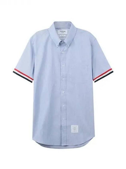 Men's Pincode Armband Short Sleeve Shirt Navy - THOM BROWNE - BALAAN 2