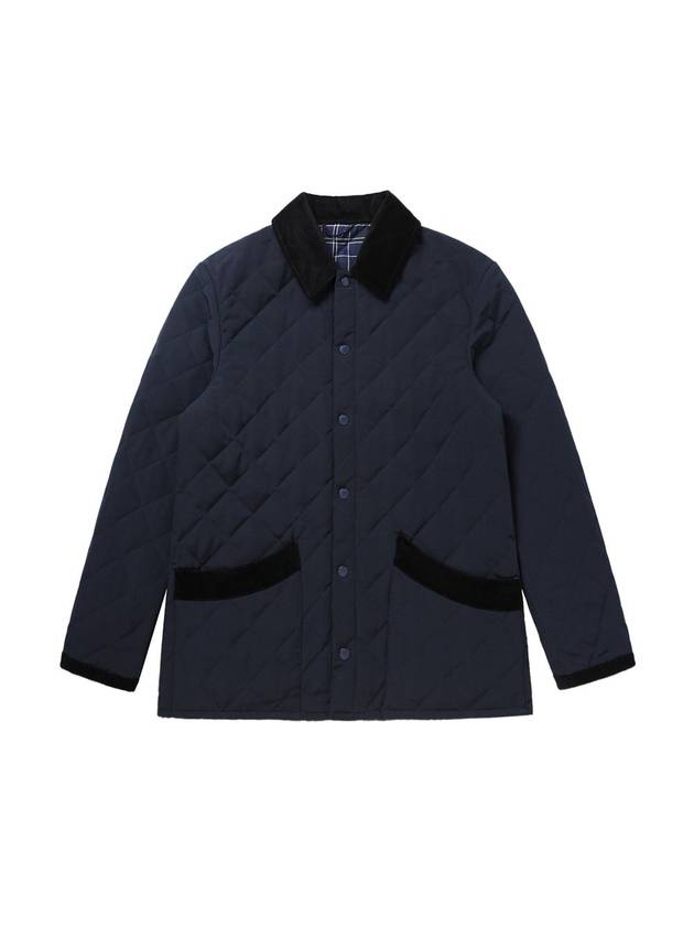 Corduroy Quilting Jumper Jacket Navy - SOLEW - BALAAN 1