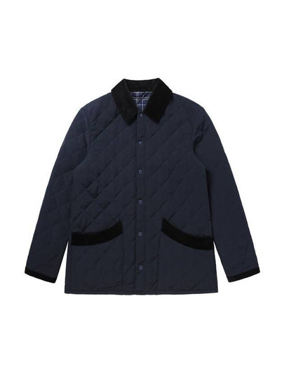 Corduroy Quilting Jumper Jacket Navy - SOLEW - BALAAN 2