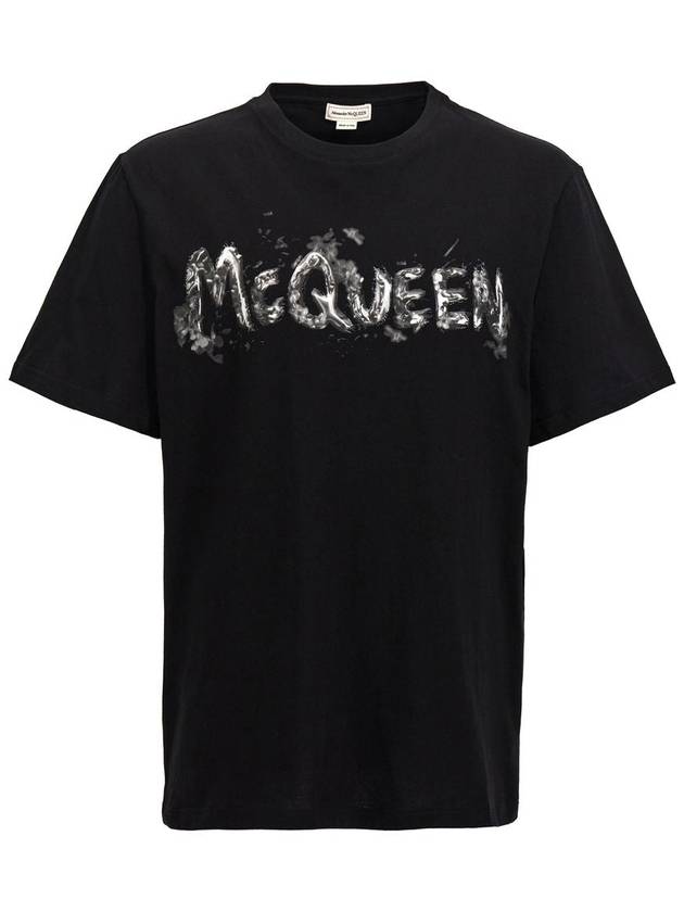 Logo Print Short Sleeve T-Shirt Black - ALEXANDER MCQUEEN - BALAAN 2