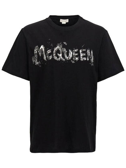 Logo Print Short Sleeve T-Shirt Black - ALEXANDER MCQUEEN - BALAAN 2