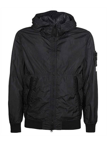 Men's Garment Dyed Crinkle Reps Recycled Nylon Primaloft TC Hooded Jacket Black - STONE ISLAND - BALAAN 1