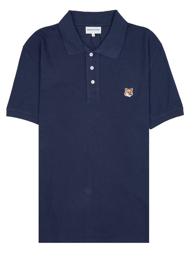 Fox Head Patch Cotton Polo Shirt Blue - MAISON KITSUNE - BALAAN 10