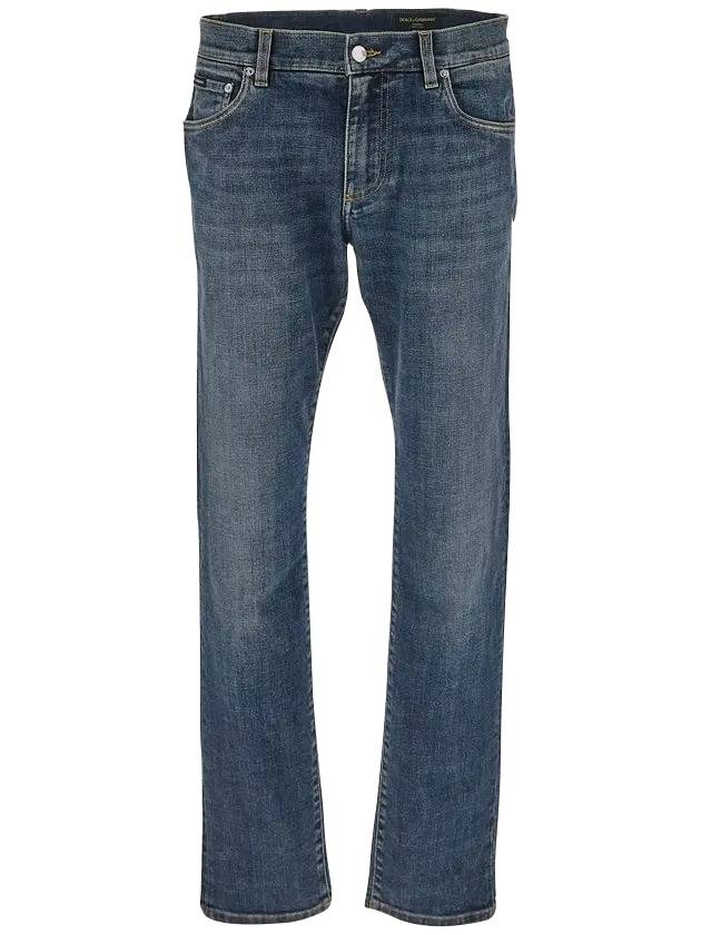 Men's Distressed Mid-Rise Slim Fit Jeans Blue - DOLCE&GABBANA - BALAAN 1