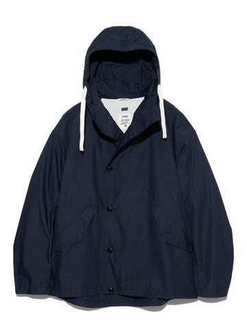 Flap pocket button hooded jacket navy - NANAMICA - BALAAN 1