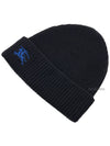 Embroidered Ribbed Cashmere Beanie Black - BURBERRY - BALAAN 4