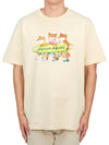 Surfing Foxes Logo Print Short Sleeve T-Shirt Beige - MAISON KITSUNE - BALAAN 2