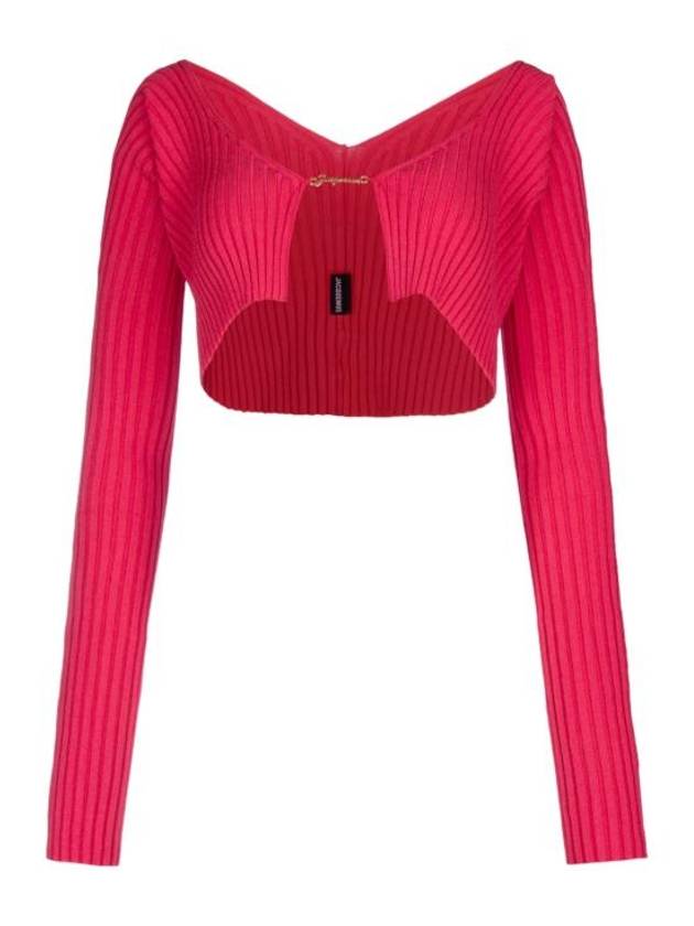 La Maille Pralu Micro Charm Logo Cardigan Pink - JACQUEMUS - BALAAN 2