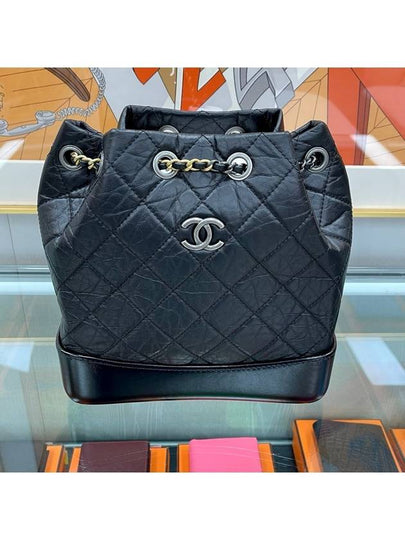 Aged Calfskin Small Gabrielle Backpack Black - CHANEL - BALAAN 2