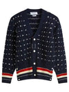 Donegal Cable Classic Wool Cardigan Navy - THOM BROWNE - BALAAN 2