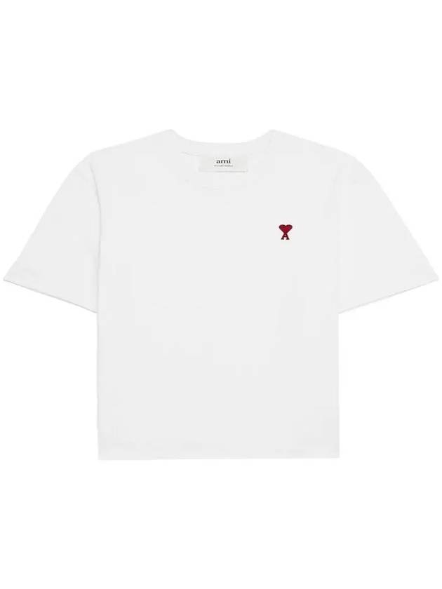 Small Heart Logo Boxy Fit Short Sleeve T-Shirt White - AMI - BALAAN 3