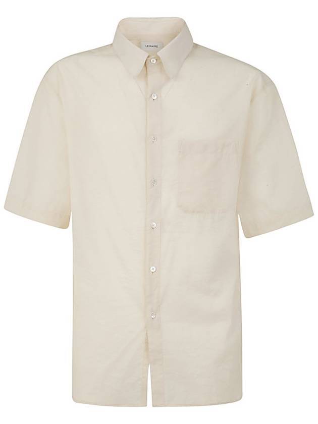 regular collar short sleeve shirt ivory - LEMAIRE - BALAAN.