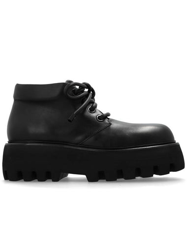 Alexander McQueen Leather Platform Boots, Men's, Black - ALEXANDER MCQUEEN - BALAAN 1