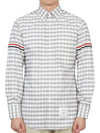 Men's Check Oxford Long Sleeve Shirt Grey - THOM BROWNE - BALAAN 4