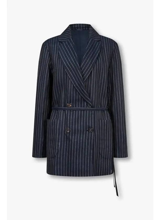 Women s Shining Stripe Double Jacket Navy - BRUNELLO CUCINELLI - BALAAN 1