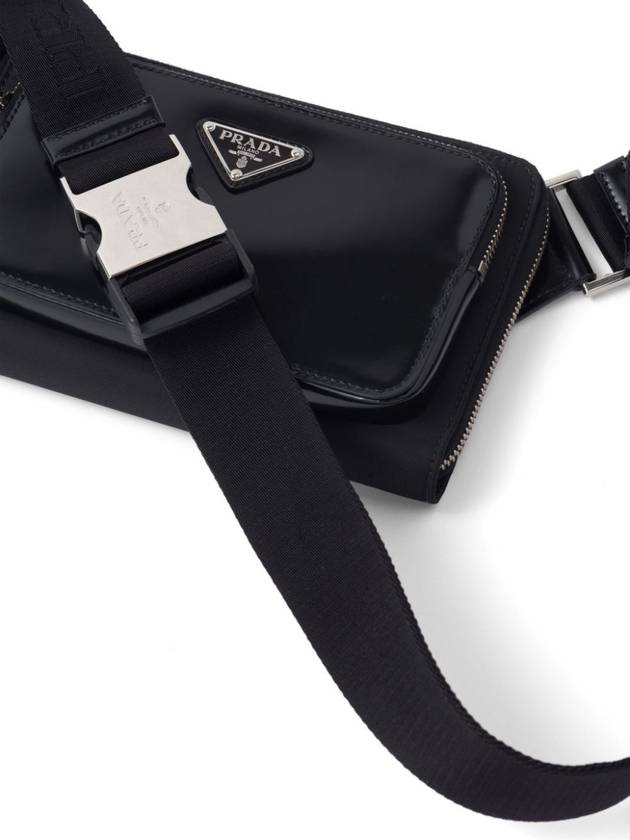 Triangle Logo Brushed Leather Shoulder Bag Black - PRADA - BALAAN 6