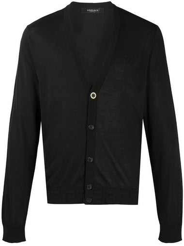 V-Neck Button Down Cardigan Black - VERSACE - BALAAN 1