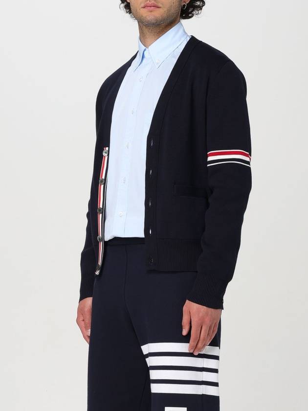 Milano Stitch Sprite Armband Cotton V-neck Cardigan Navy - THOM BROWNE - BALAAN 5