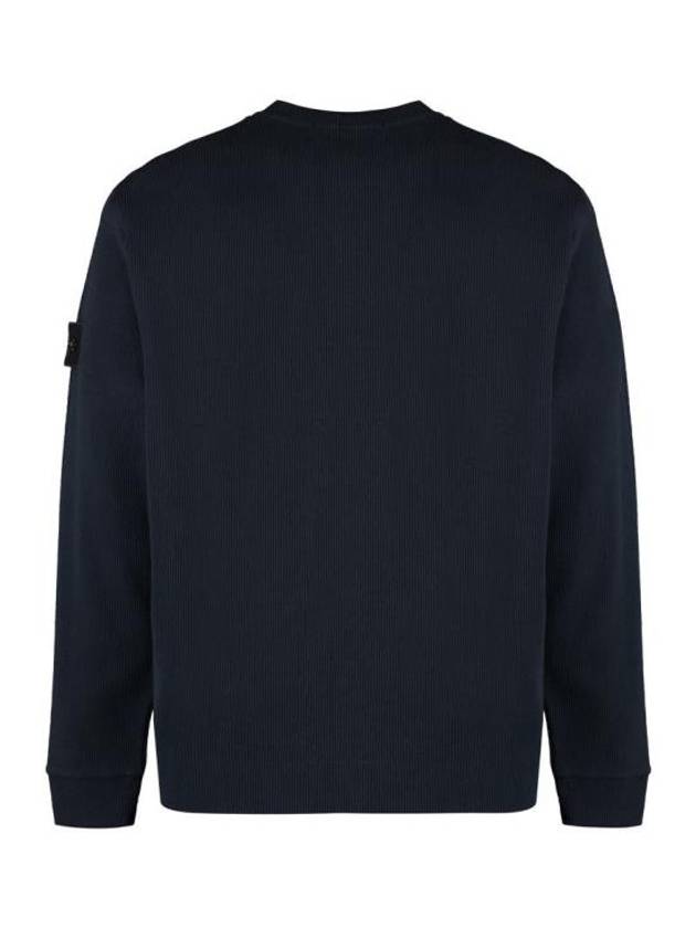 Compass Badge Crew Neck Ribbed Cotton Knit Top Navy - STONE ISLAND - BALAAN 3