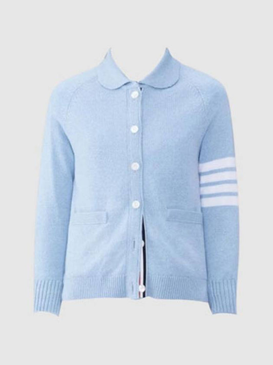 Women's 4 Bar Raglan Wool Polo Cardigan Blue - THOM BROWNE - BALAAN 2