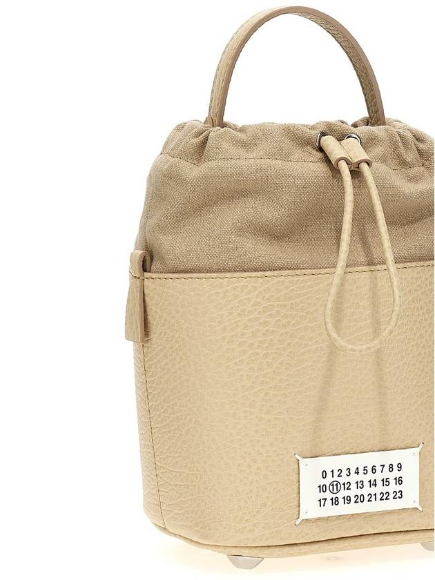 5AC Number Logo Texture Leather Bucket Bag Beige - MAISON MARGIELA - BALAAN 4