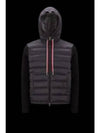 Logo Patch Down Hoodie Cardigan Black - MONCLER - BALAAN 2