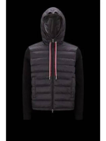 Logo Patch Down Hoodie Cardigan Black - MONCLER - BALAAN 2