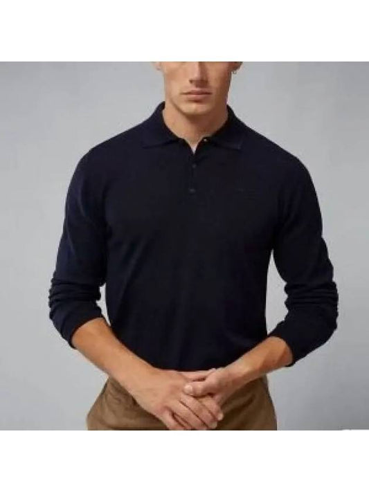 Noel Light Merino Long Sleeve Polo Shirt Navy - J.LINDEBERG - BALAAN 2