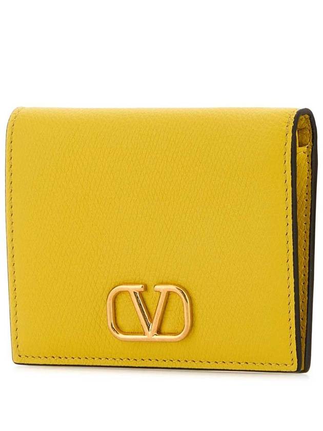 Compact V Logo Signature Calfskin Half Wallet Cedar Yellow - VALENTINO - BALAAN 3