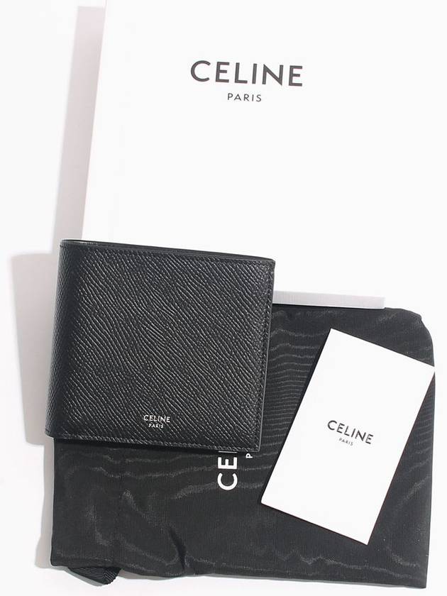 Celine Logo Leather Half Wallet Black - CELINE - BALAAN 7