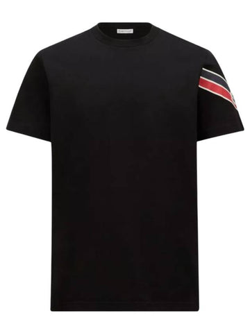 Men's Tricolor Cotton Short Sleeve T-Shirt Black - MONCLER - BALAAN 1