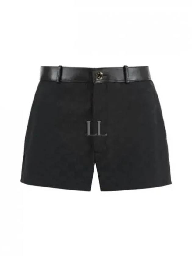 High Rise Monogram Canvas Leather Shorts Black - GUCCI - BALAAN 2