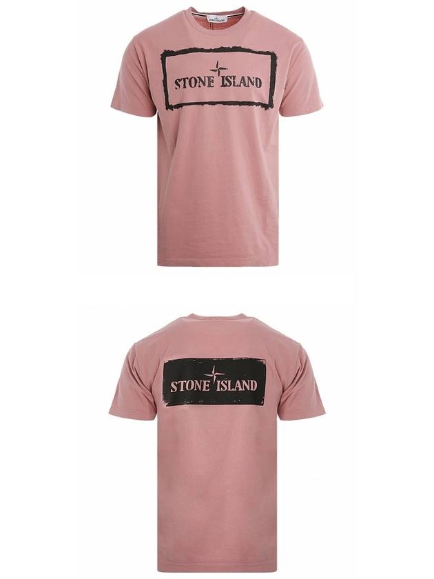 21SS 74152NS80 V0086 Stencil One Printing Round Short Sleeve T-Shirt Rose Quartz Men’s T-Shirt TJ - STONE ISLAND - BALAAN 4