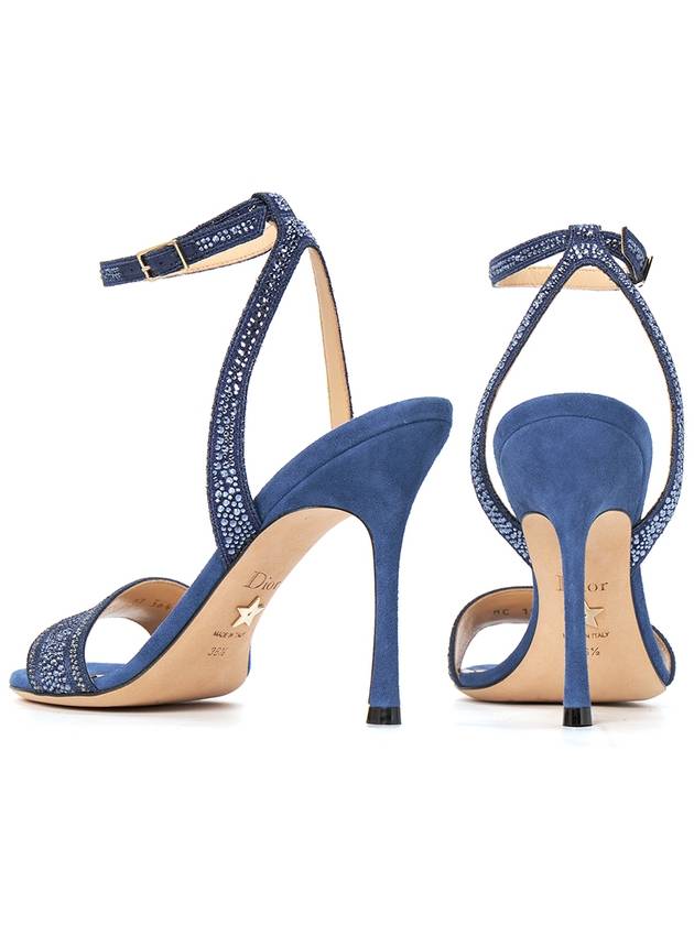 Dway Embroidered Cotton Sandals Heels Royal Blue - DIOR - BALAAN 7