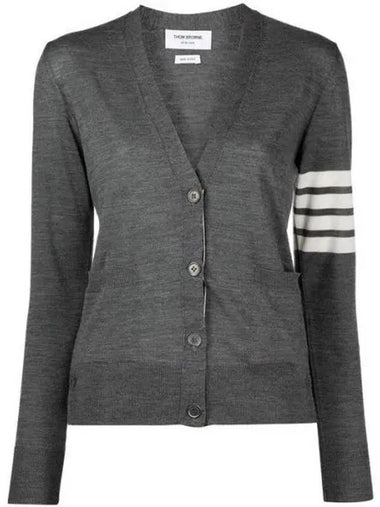 FKC334A diagonal armband merino wool V neck cardigan 271055 1066265 - THOM BROWNE - BALAAN 1